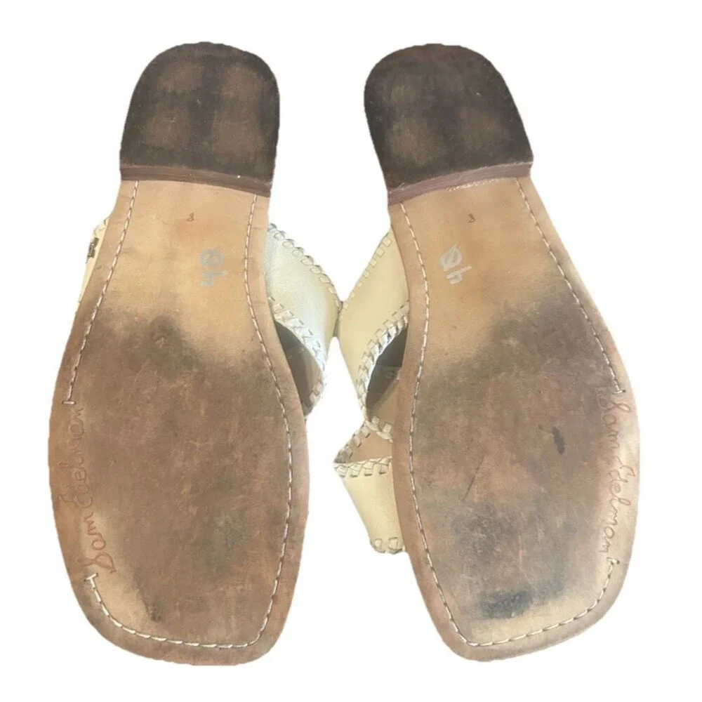 Sam Edelman Harlie Womens 8M Leather Crisscross Ivory Brown Slides Sandals